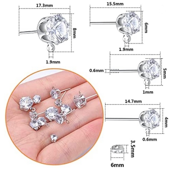 New Hand Crafted Snowflake Dangling Stus Post Earrings with Blue Glass Beads - Picture 9 of 11